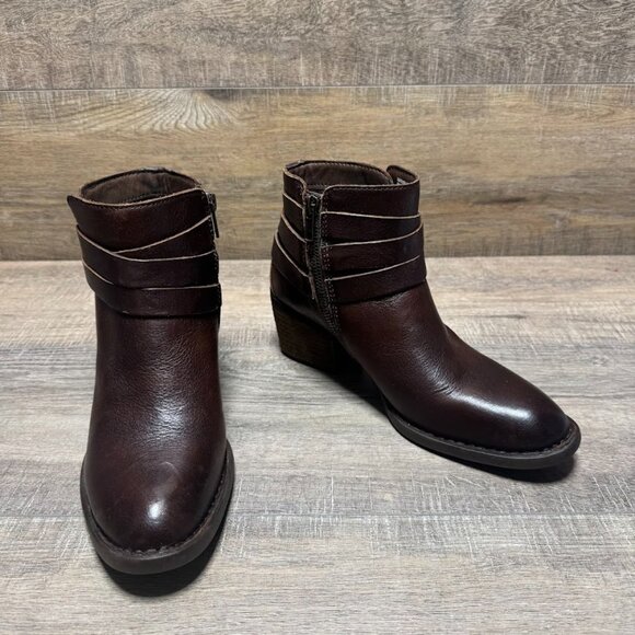 Born Payton Brown Leather Wraparound Strap Ankle Boots Women's Size 7.5 - Picture 6 of 7
